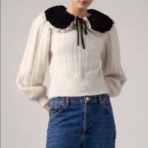 Zara Cream Sweater with Black Collar